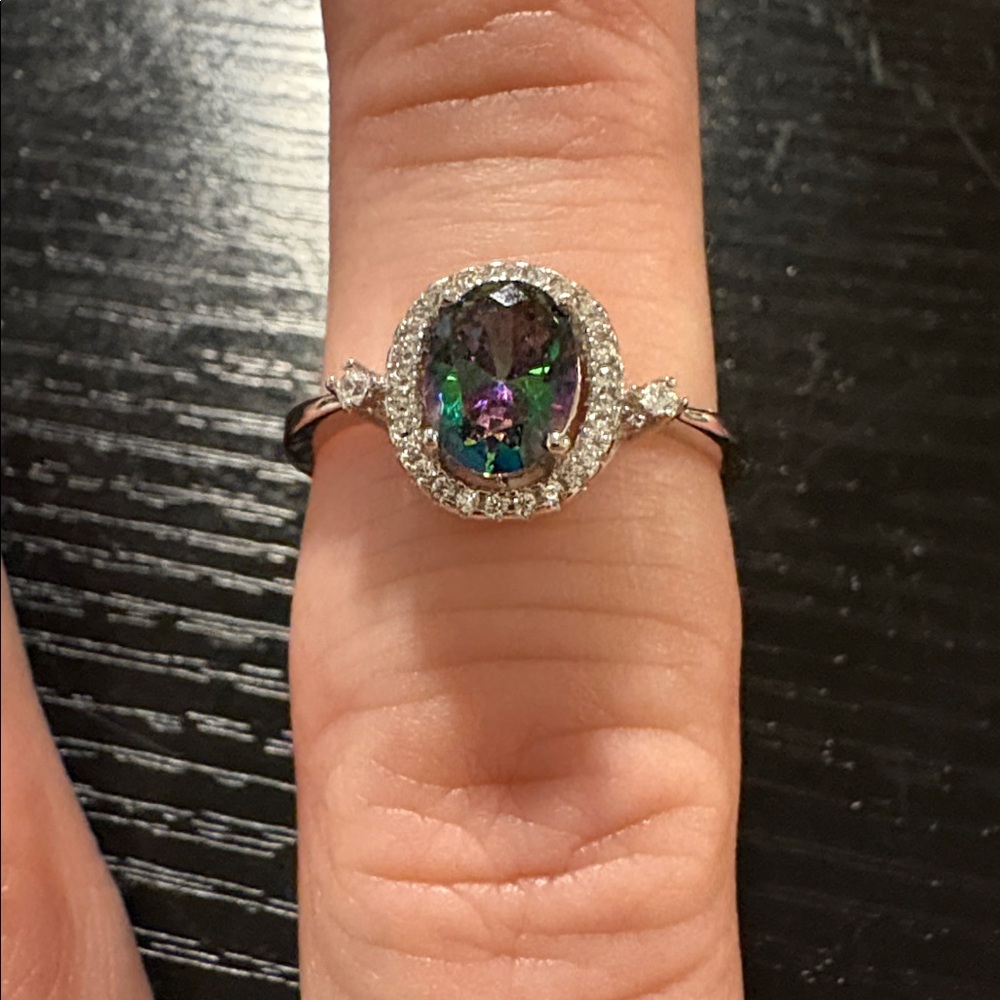 Silver Mystic topaz ring women’s size 9
